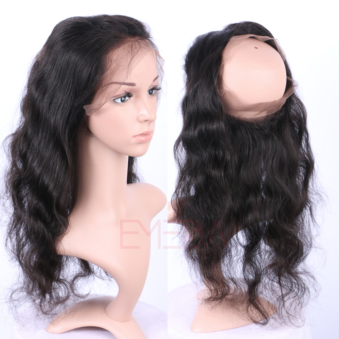 EMEDA Brazilian Hair body wave 360 Lace frontal with baby hair 360 Lace Virgin Hair Pre Plucked Lace Frontals HW026